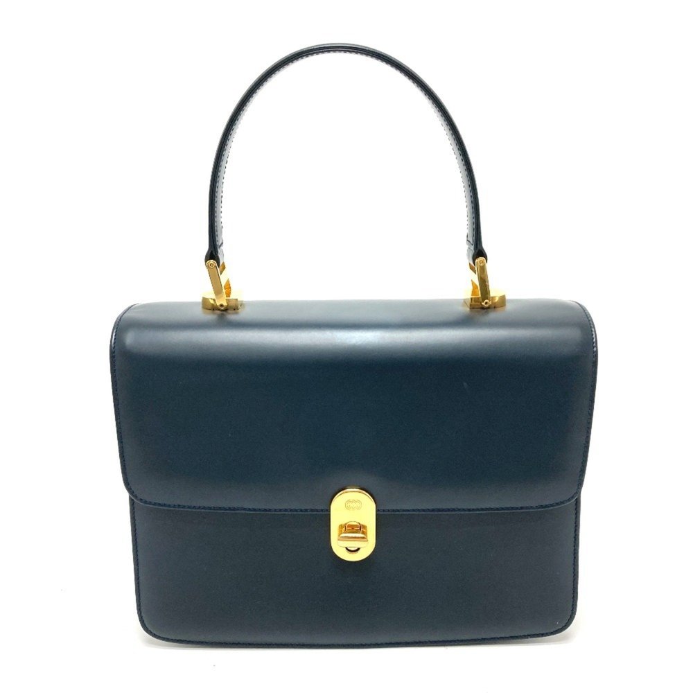 GUCCI 000.109.0121 Turnlock Sideline Handbag, Vintage Leather, Women's, Navy - Picture 1 of 10